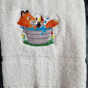 Embroidered Woodland Animal Fox Hand Towel