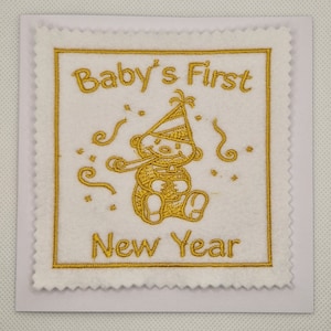 Biglietto di auguri per il primo anno del bambino ricamato
