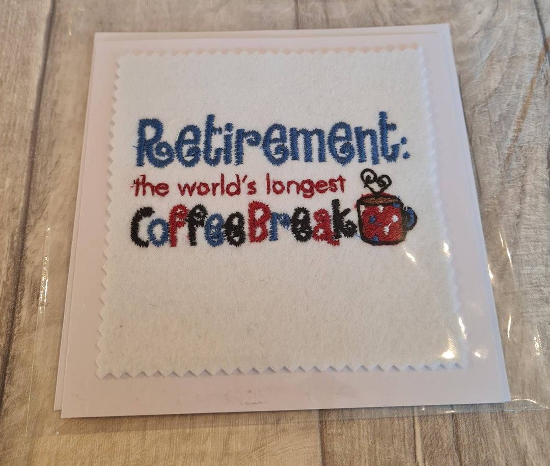 Embroidered Retirement Card Etsy