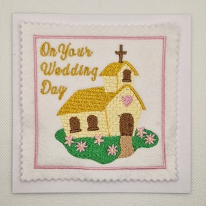Carte de mariage brodée de félicitations