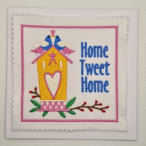 Carte de nid d'oiseau brodée pour une nouvelle maison