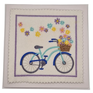 Broderat cykelblomkort