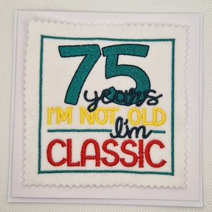 Handgestickte 75er Geburtstagskarte