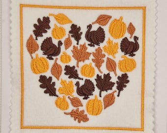 Embroidered Thanksgiving Heart Card