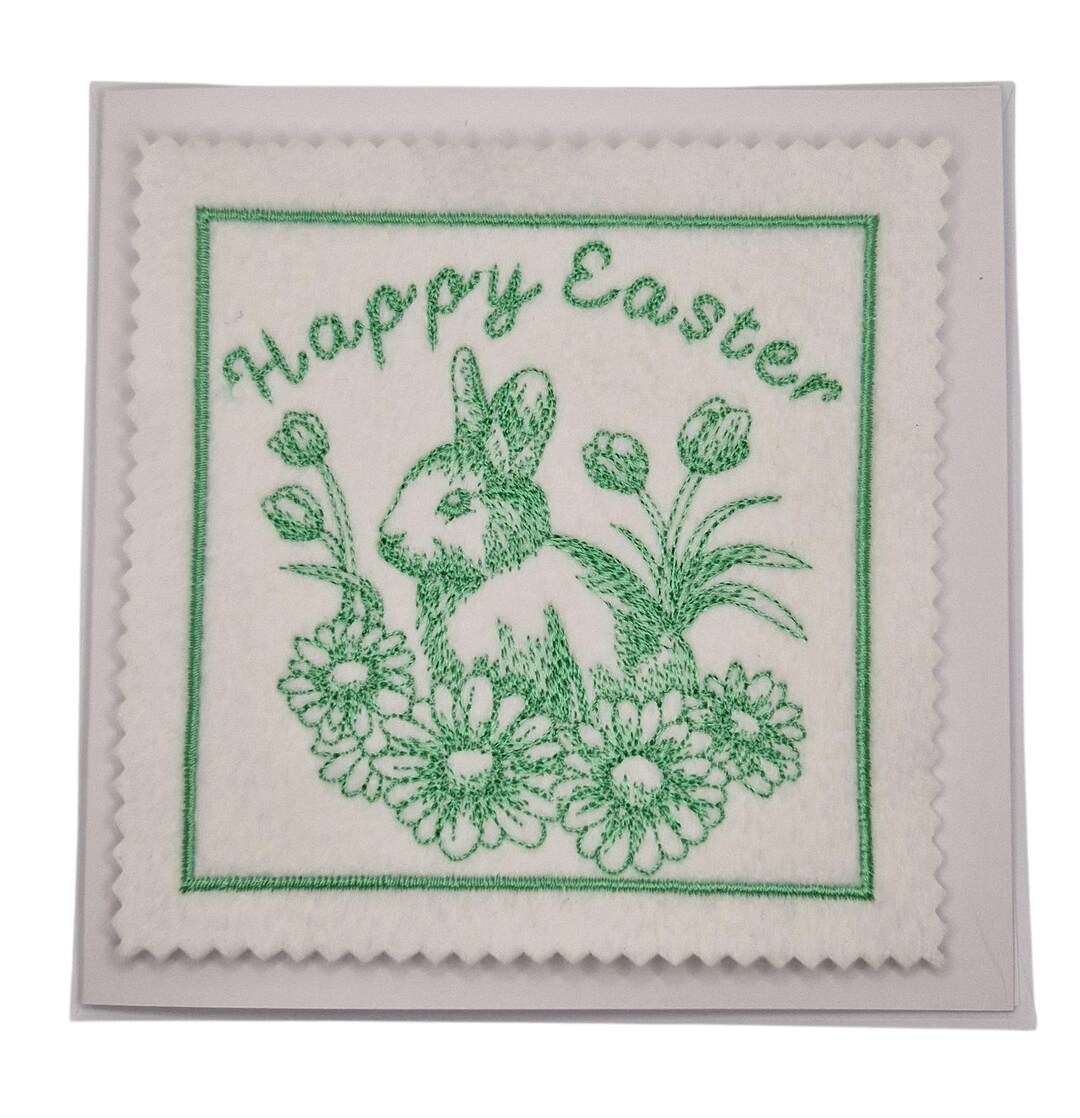 Embroidered Easter Bunny Bloom Card - Etsy