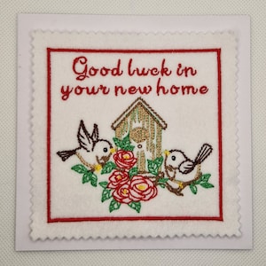 Carte de nid d'oiseau brodée pour une nouvelle maison