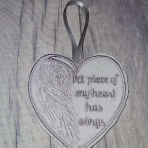 Embroidered In Loving Memory Heart Decoration