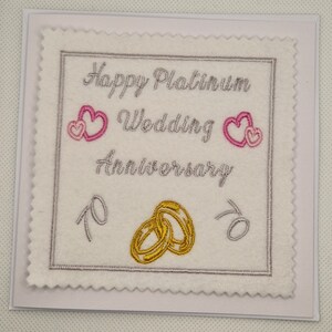 Cartão bordado de aniversário de platina (personalizado)