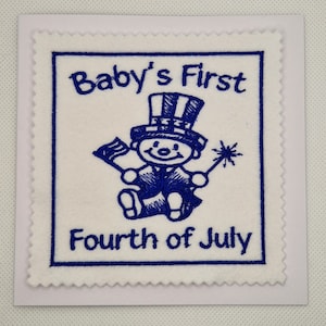 Carte brodée pour le premier 4 juillet de bébé