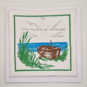 Carte bateau brodée