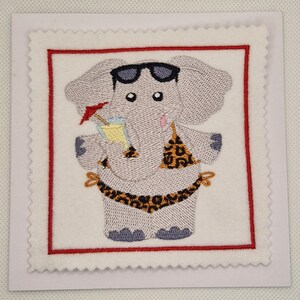 Gestickte Strand Elefant Karte