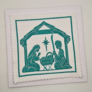 Carte de crèche de Noël brodée pour crèche
