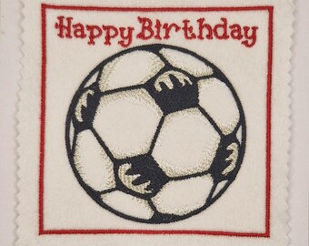 Carte d'anniversaire brodée football