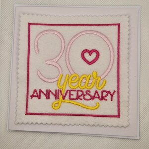 Tarjeta bordada del 30.º aniversario (perla)