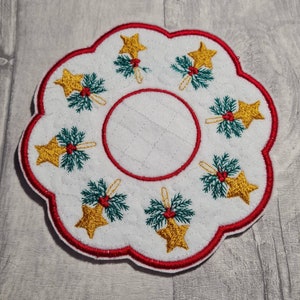 Embroidered Christmas Star Candle Mat/Coaster