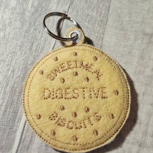 Embroidered Biscuit Digestive Keyring/Key Chain