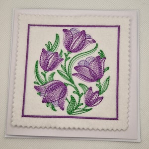 Gestickte Osterei Tulpe Karte