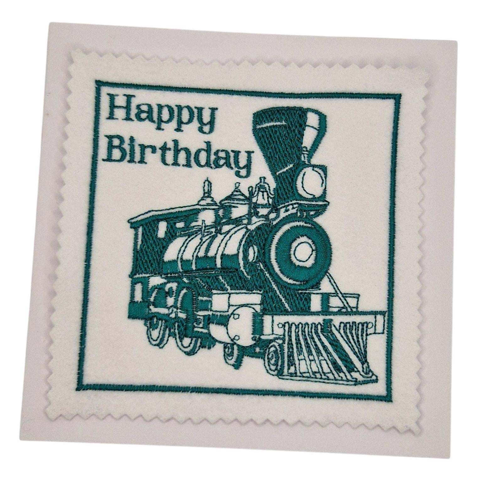 Machine Embroidery Steam Engine Eatsy Embroidered Birthday Steam Train Card - Etsy Australia