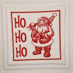 Carte brodée Père Noël Ho Ho Ho pour Noël