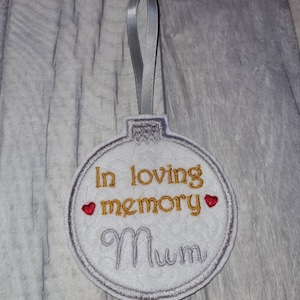 Embroidered In Loving Memory Personalised Christmas Decoration