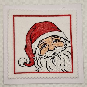 Carte brodée père Noël père Noël