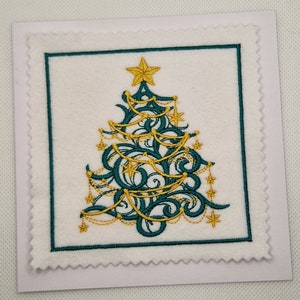 Carte de voeux brodée de sapin de Noël
