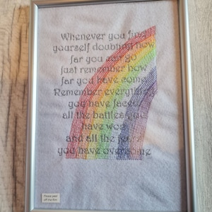 Embroidered Inspirational Words Rainbow Framed Picture