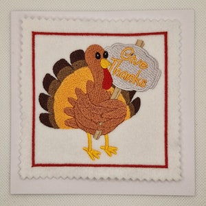 Carte dinde brodée pour Thanksgiving