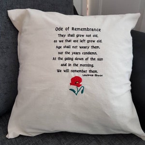 Embroidered Poppy Remembrance Cushion
