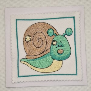 Gestickte süße Schnecke Karte