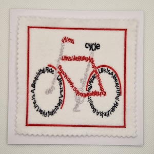 Carte brodée de bicyclette