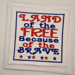 Embroidered America 4th July Brave Card