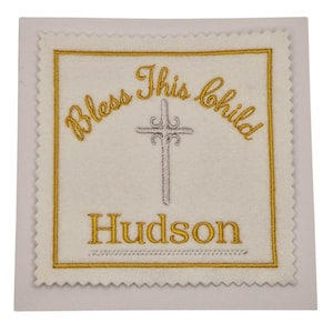 Embroidered Christening Cross Blessing Card (Personalised)