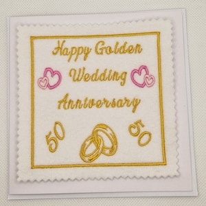 Geborduurde gouden jubileumkaart (gepersonaliseerd)