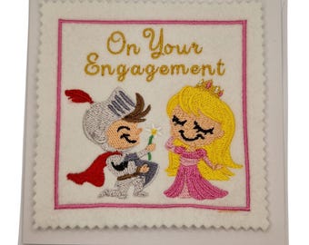 Embroidered Fairytale Engagement Card