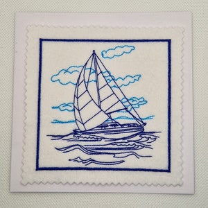 Carte bateau brodée