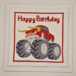 Biglietto di auguri di compleanno ricamato Monster Truck