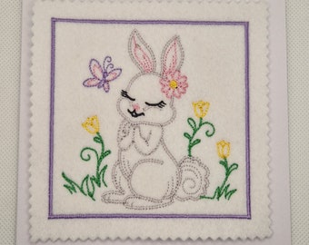 Embroidered Easter Bunny Card