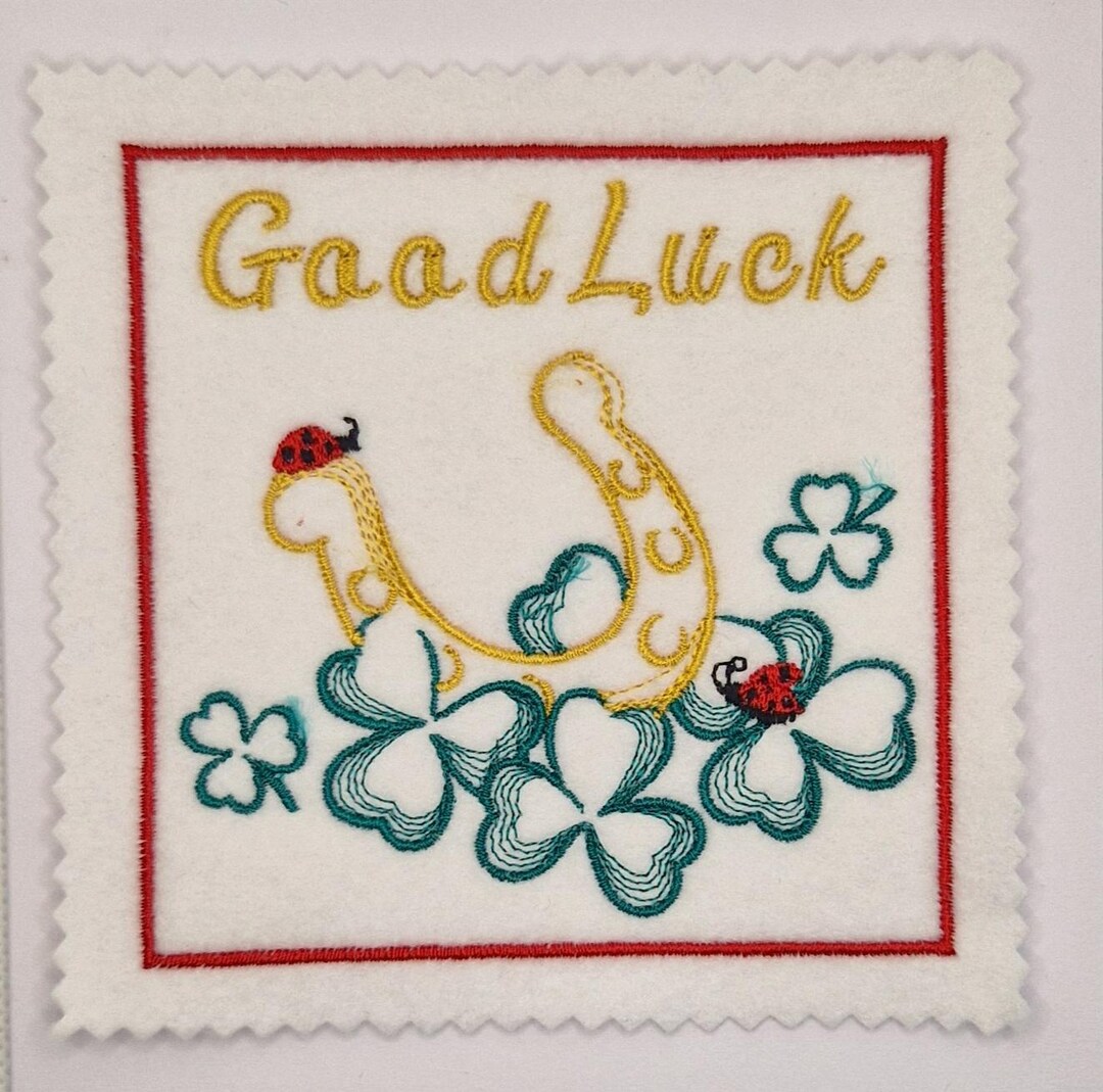 Embroidered Good Luck Charms Card - Etsy