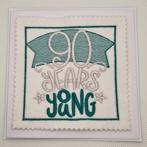 Handgestickte 90er Geburtstagskarte
