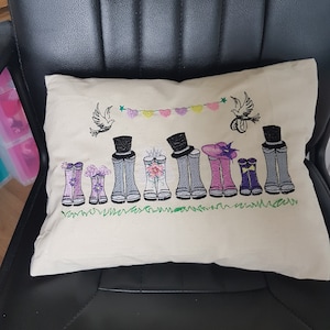 Embroidered Personalised Wedding Day Boots Cushion