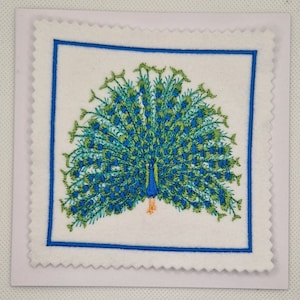 Gestickte Pfau Karte