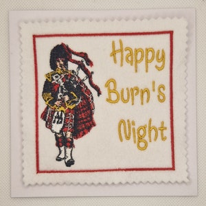 Tarjeta de la noche de Burns bordada