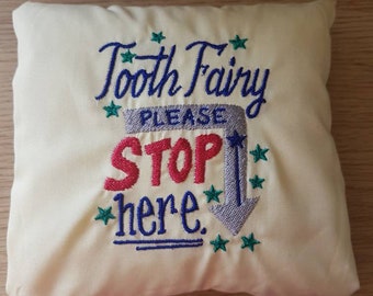 6 inch Embroidered tooth fairy cushion/ pillow