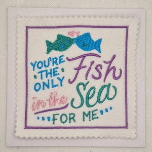 Tarjeta bordada &quot;Solo peces en el mar para mí&quot;