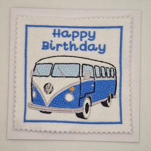 Bestickte Campervan Geburtstagskarte