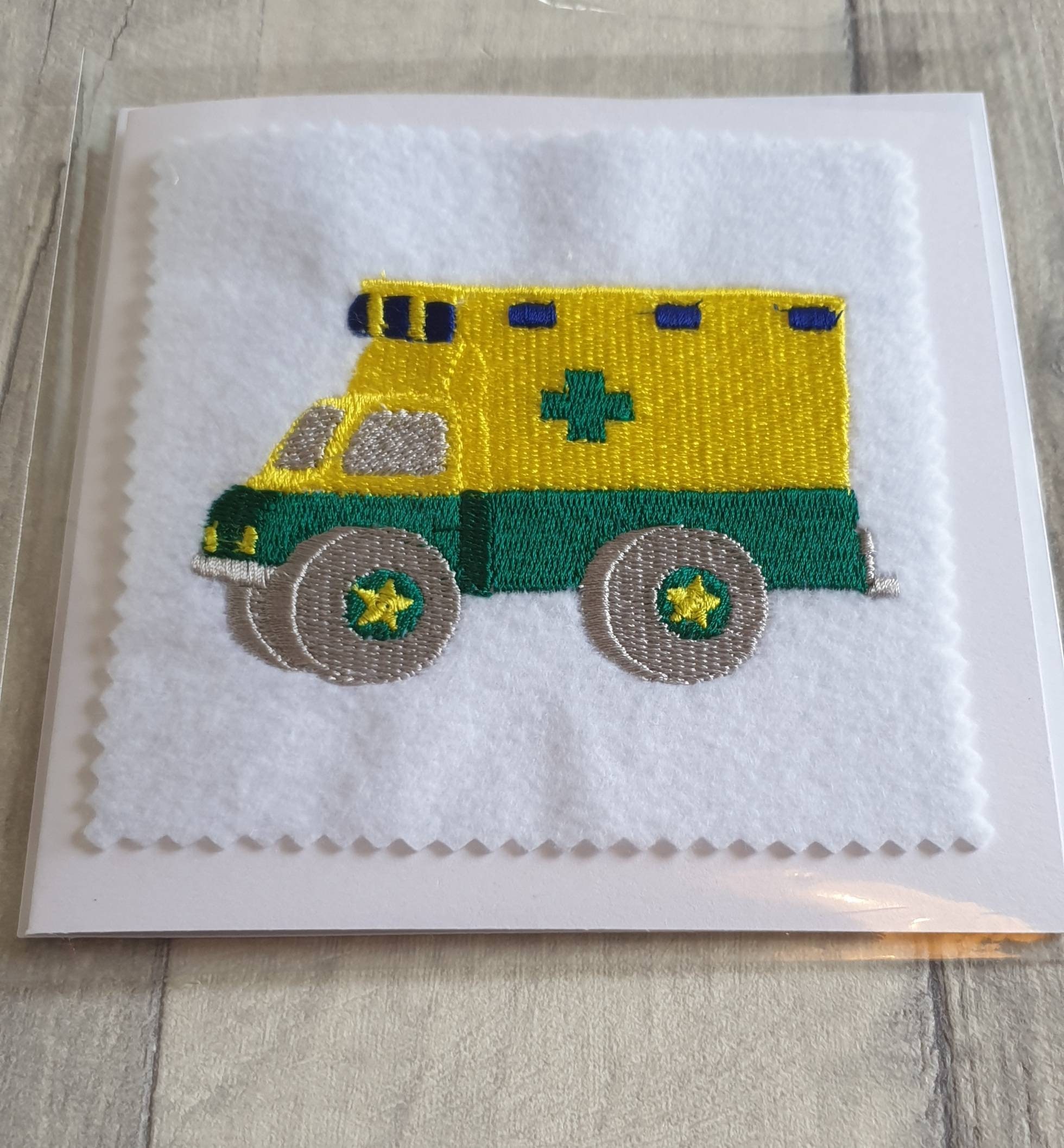 Embroidered Ambulance Card Etsy UK