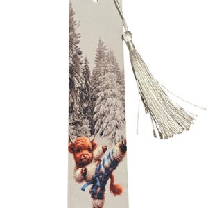 Sublimation Winter Highland Cow Bookmark