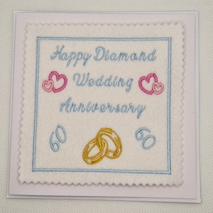 Geborduurde diamanten jubileumkaart (gepersonaliseerd)