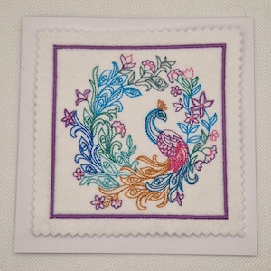 Gestickte Pfau Karte